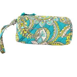 Vera Bradley Peacock Paisley Quilted Writlet Zip Close Pouch Coin Purse Bag